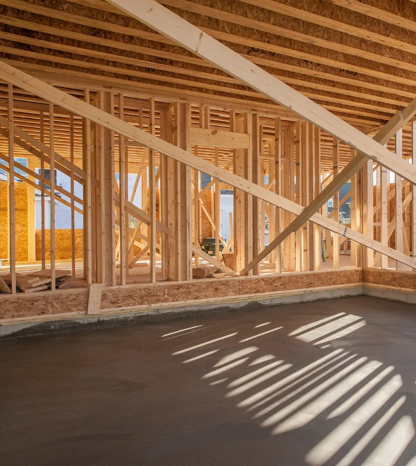 Construction framing of modern detached ADU Dallas TX