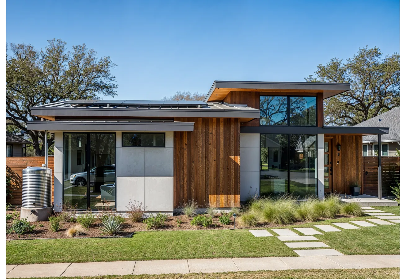 EcoSmart ADU exterior with solar-ready roof in Dallas TX