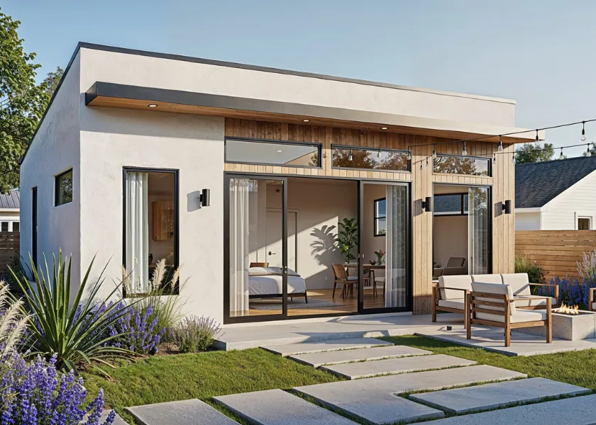 Modern backyard guesthouse ADU in Dallas TX